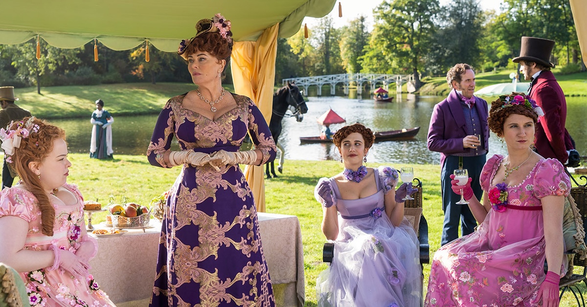 Bridgerton garden scene at filming location at Painshill