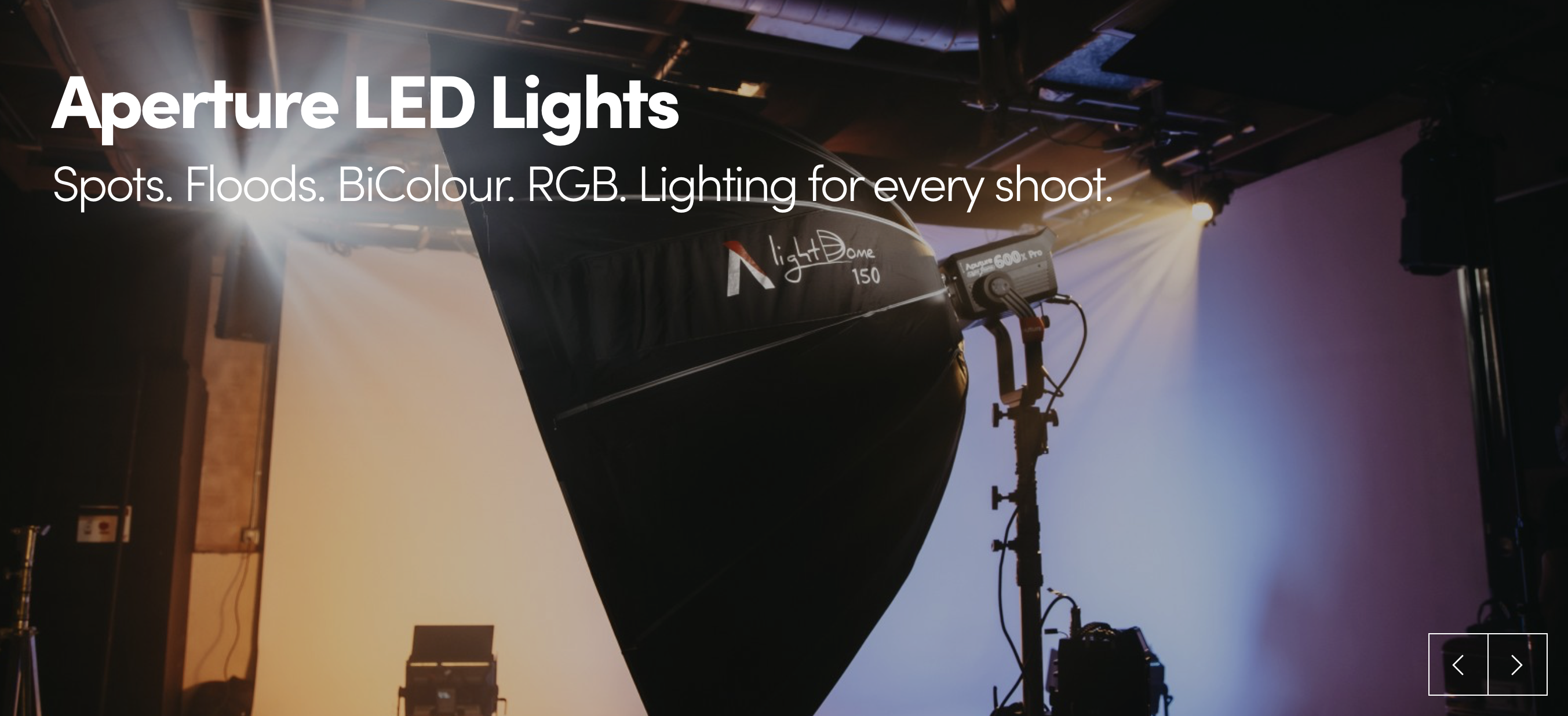 Aperture LED lights available for hire from The Kit Room