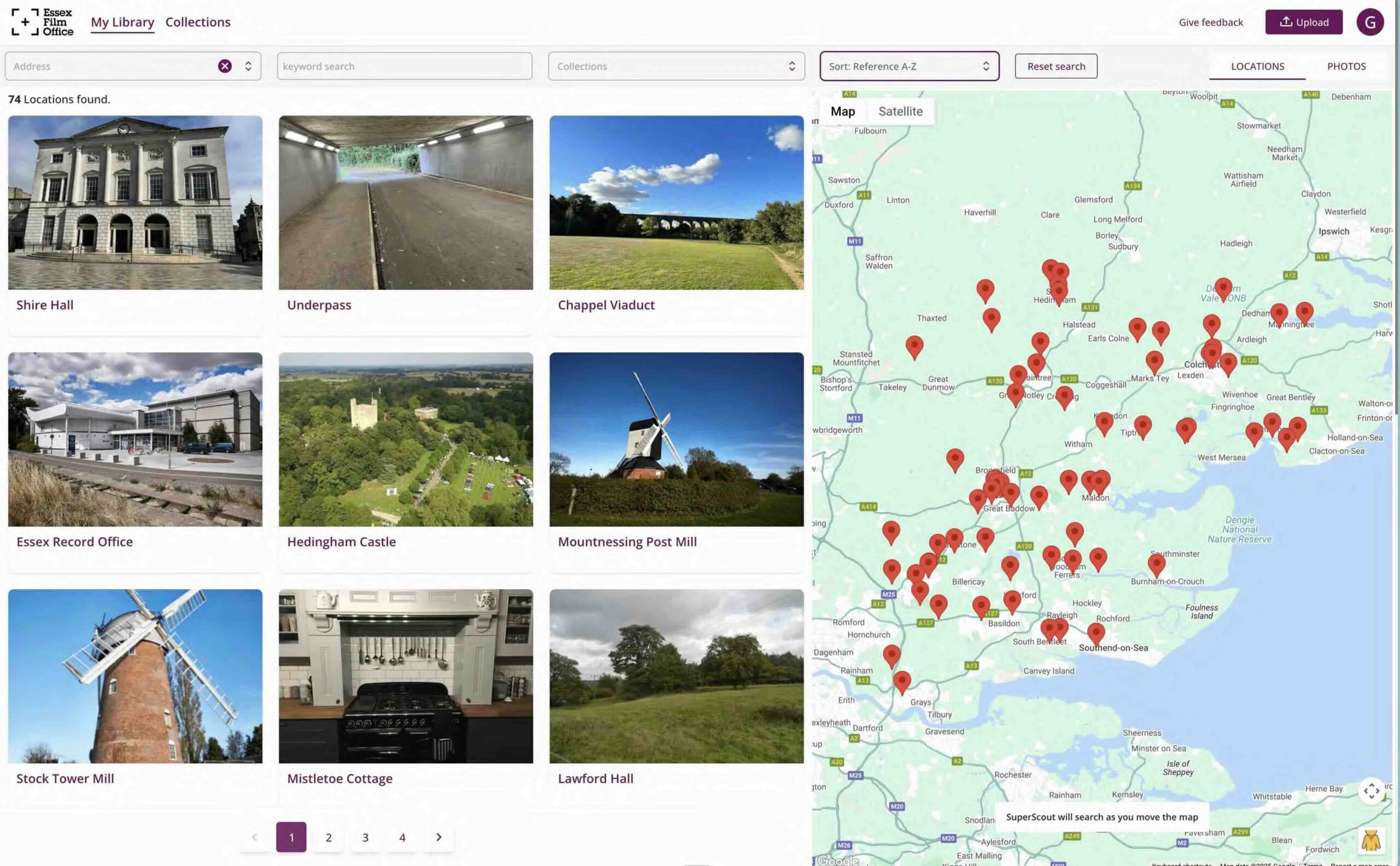 SuperScout dashboard — Essex Film Office example